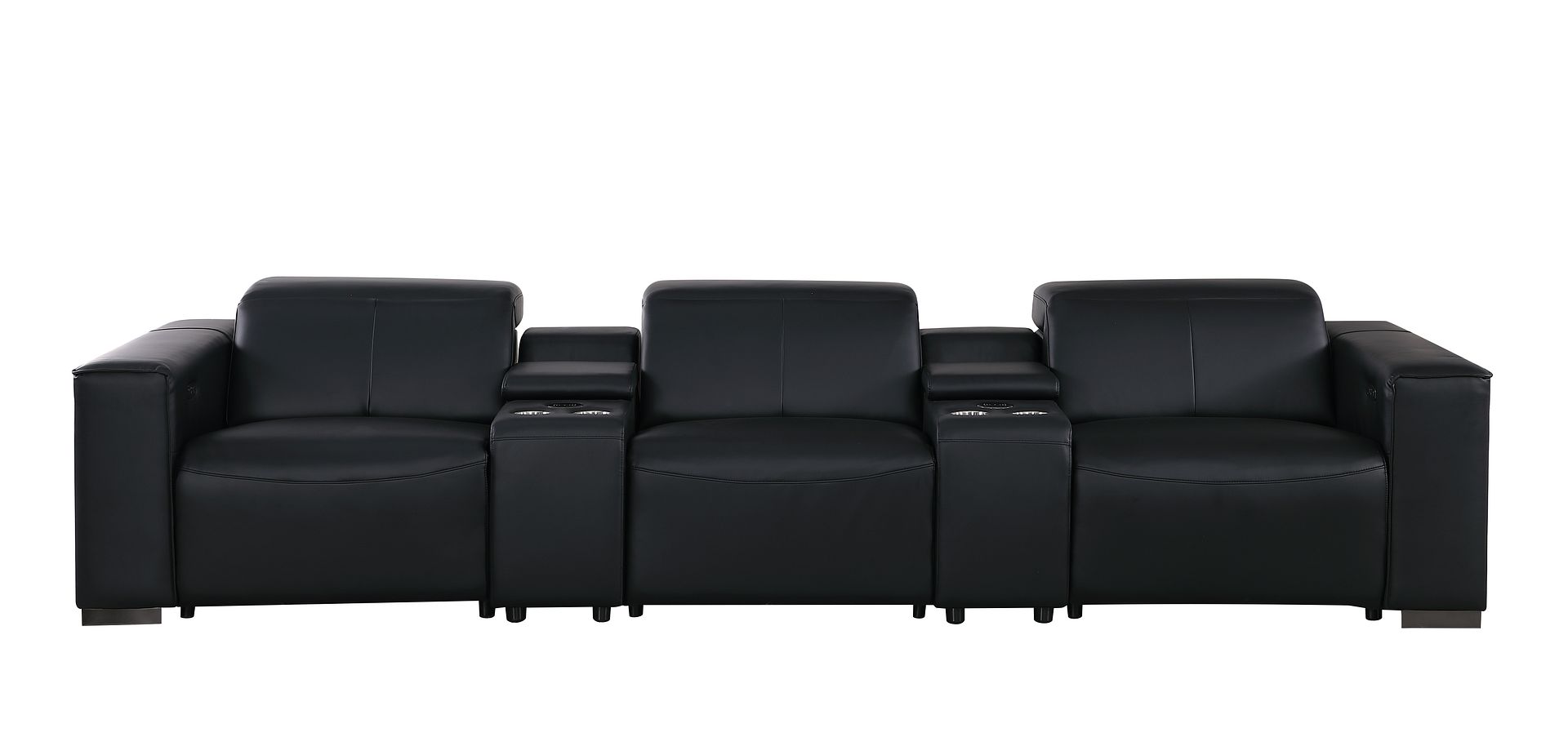 1208 Leather Sofa with 3 Power Recliners and Two Storage Consoles