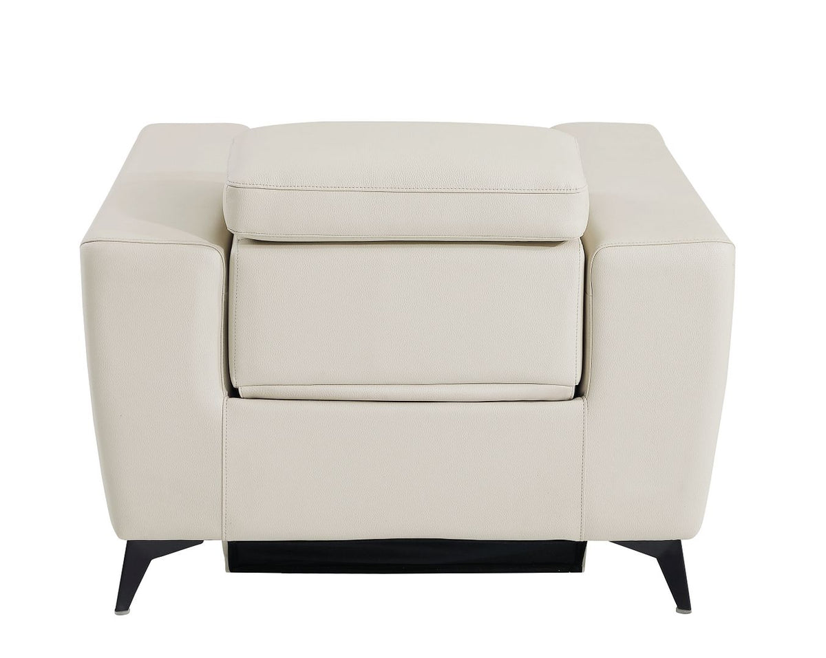 989 Divanitalia Power Reclining Arm Chair with Power Headrest in Top-grain Italian Leather - Beige - SKU 989-BEIGE-CH - view 4