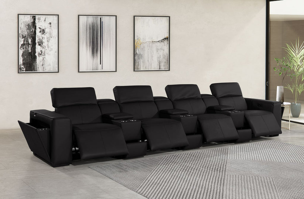 1224 Divanitalia 7-Piece Modular Power Reclining Sofa in Top Grain Italian Leather with 4 Power Recliners & Power Headrests