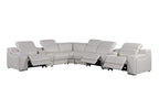 1116 Divanitalia 8-Piece L-Shaped Sectional Sofa in Top Grain Italian Leather with 3 Power Recliners & Power Headrests - Light Grey - SKU 1116-LT-GREY-8PC-3PWR-SECTIONAL- GROUP - view 3