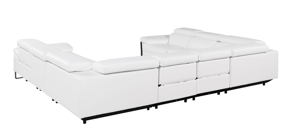 1246 Divanitalia 8-Piece U-Shaped Modular Power Reclining Sectional Sofa with 4 Power Recliners and Power Headrests - Top Grain Italian Leather