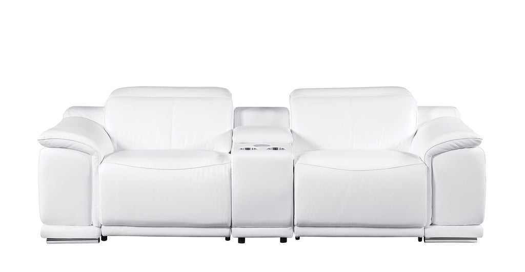 9762 Divanitalia 3-Piece Modular Power Reclining Console Loveseat with 2 Power Recliners in Top Grain Italian Leather
