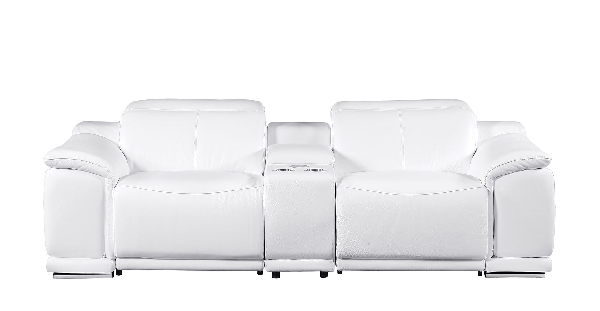 9762 Divanitalia 3-Piece Modular Power Reclining Console Loveseat with 2 Power Recliners in Top Grain Italian Leather