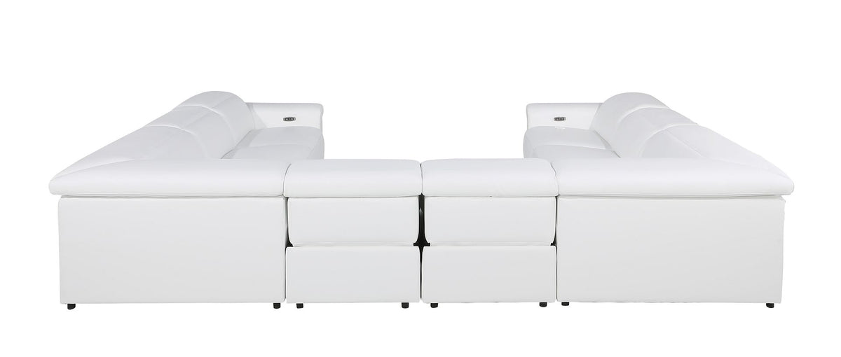 1126 Divanitalia 8-Piece U-Shaped Sectional Sofa in Top Grain Italian Leather with 4 Power Recliners & Power Headrests - White - SKU 1126-WHITE-8PC-4PWR-U-NC-SECTIONAL-GROUP - view 8
