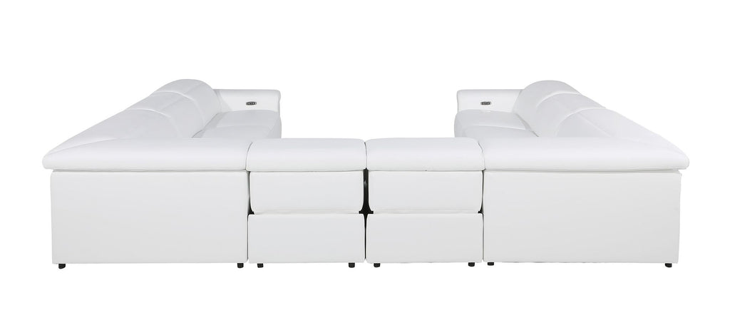 1126 Divanitalia 8-Piece U-Shaped Sectional Sofa in Top Grain Italian Leather with 4 Power Recliners & Power Headrests