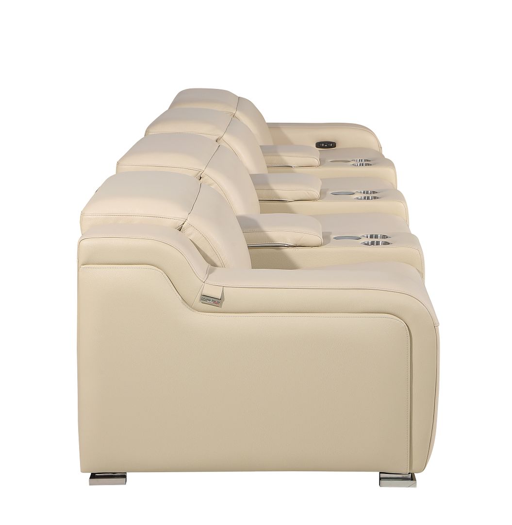 1116 Divanitalia 7-Piece Modular Power Reclining Sofa in Top Grain Italian Leather with 4 Power Recliners & Power Headrests - Beige - SKU 1116-BEIGE-S-7.4-HT - view 6