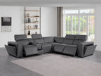 1224 Divanitalia 6-Piece L-Shaped Sectional Sofa in Top Grain Italian Leather with 3 Power Recliners & Power Headrests