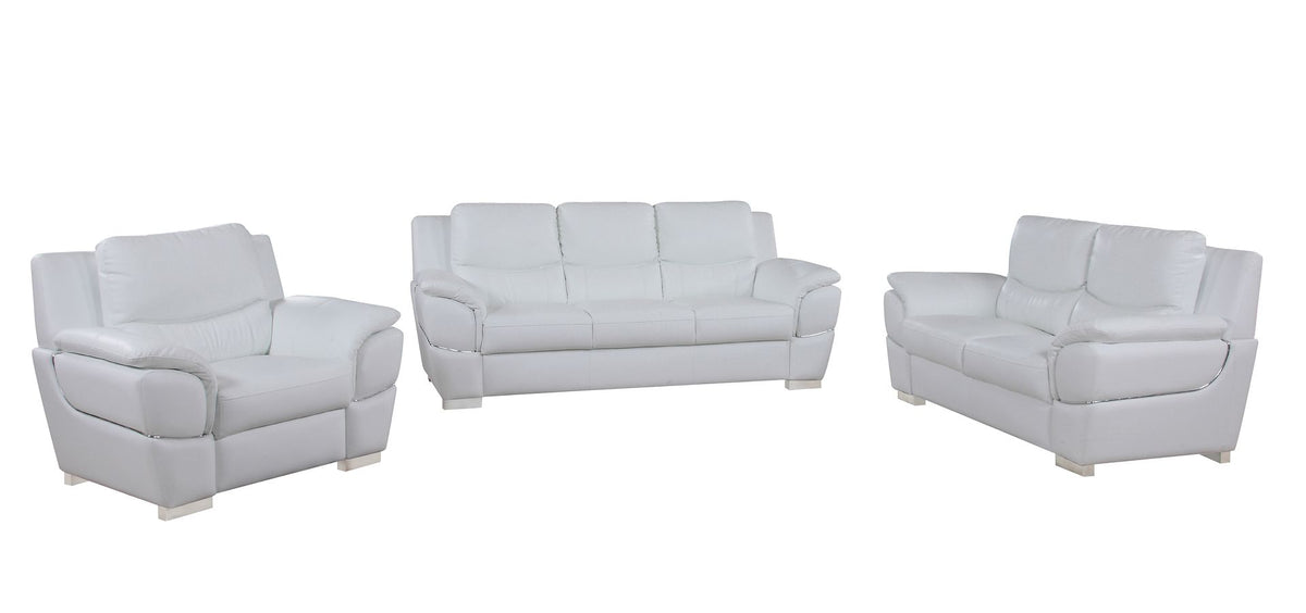 4572 Modern Genuine Leather 3-Piece Sofa Set - White - SKU 4572 WHITE 3PC (S/L/C) - GROUP - view 2