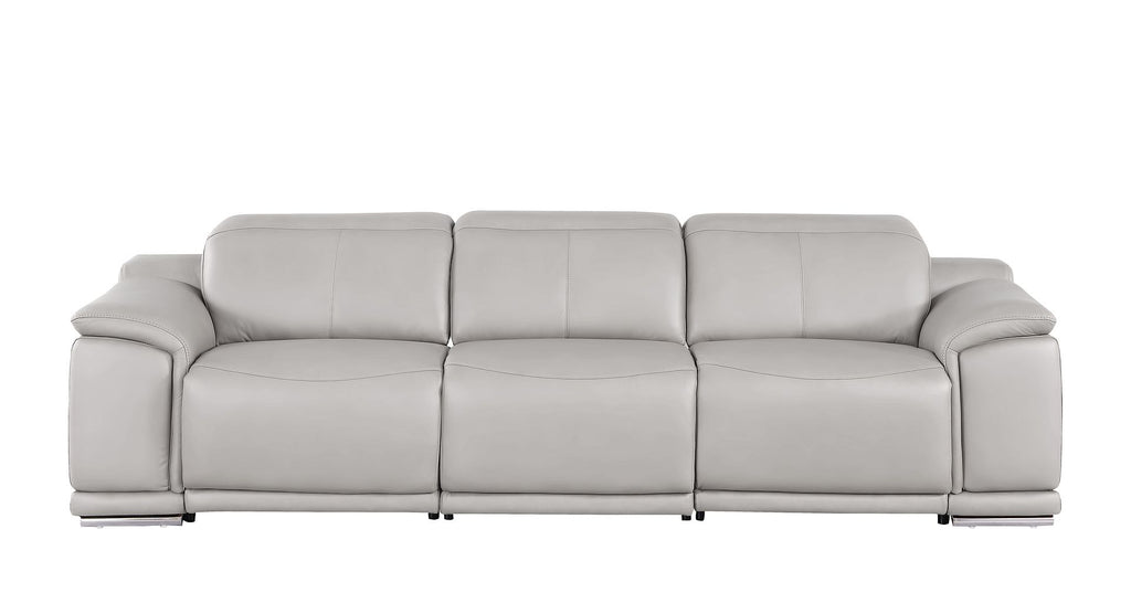 2679 Genuine Leather Sofa with 3 Power Recliners - Light Grey - SKU 2679-LT-GRAY-3.3-HT - view 3