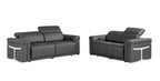 1126 Divanitalia Power Reclining Sofa and Loveseat Set in Top Grain Italian Leather with 4 Power Recliners & Power Headrests - Dark Grey - SKU 1126-DARK GREY-2PC - view 2