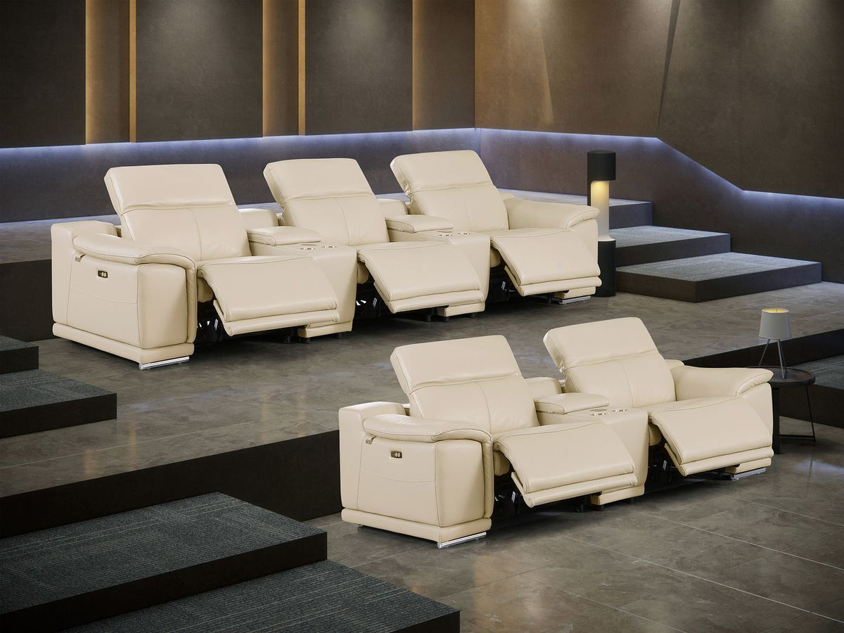 9762 Divanitalia 8-Piece Modular Power Reclining Sofa and Console Loveseat Set with Top Grain Italian Leather - Beige - SKU 9762-BEIGE-8.5-HT - view 3