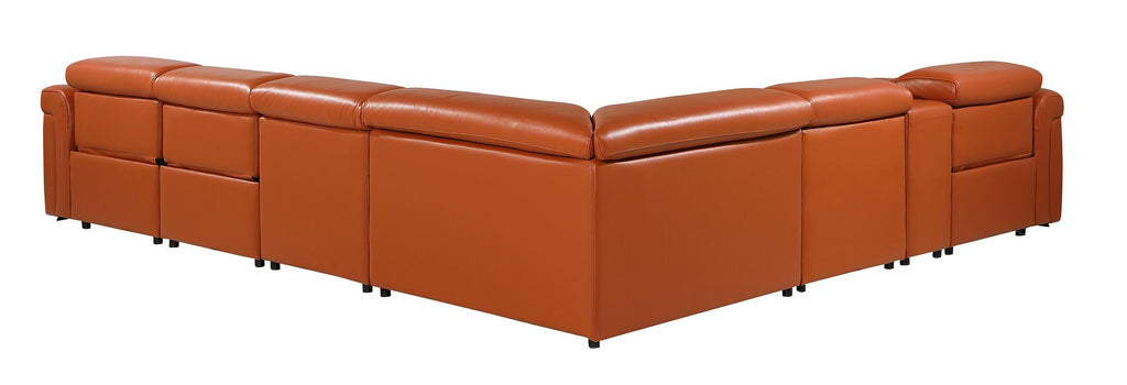 1126 Divanitalia 7-Piece L-Shaped Sectional Sofa in Top Grain Italian Leather with 3 Power Recliners & Power Headrests - Camel - SKU 1126-CAMEL-SEC-7PC-3PWR-SECTIONAL- GROUP - view 6