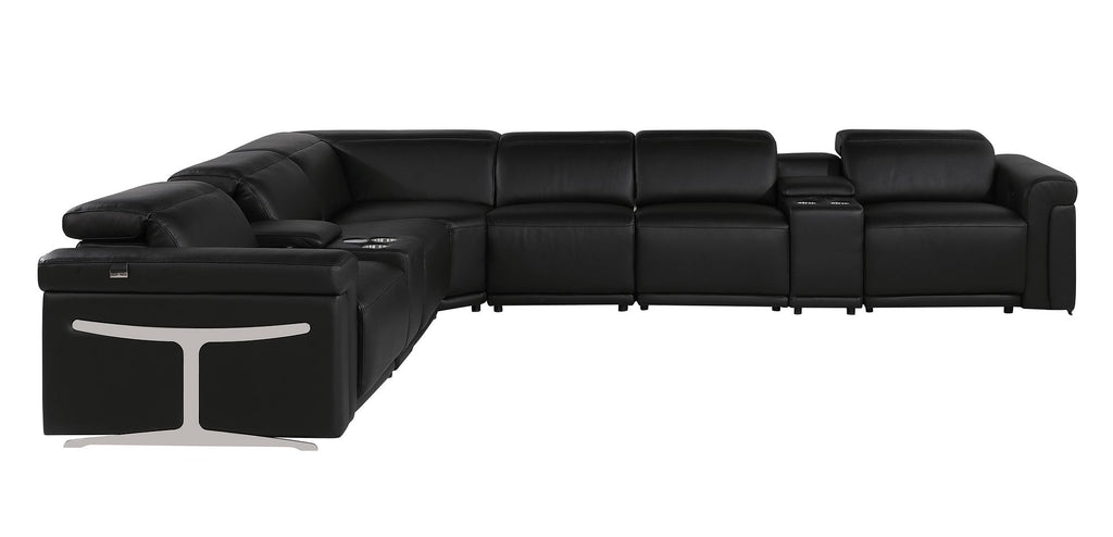 1126 Divanitalia 8-Piece L-Shaped Sectional Sofa in Top Grain Italian Leather with 4 Power Recliners & Power Headrests