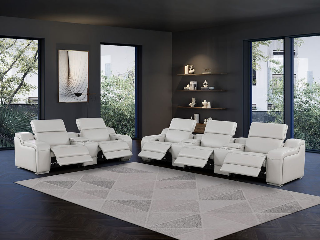 1116 Divanitalia 8-Piece Modular Power Reclining Sofa & Loveseat Set in Top Grain Italian Leather with 5 Power Recliners & Power Headrests - Light Grey - SKU 1116-LT-GREY-8.5-HT - view 2