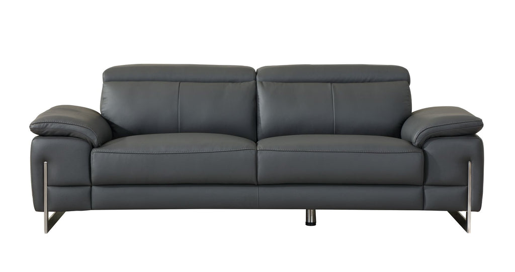 636 Divanitalia Dark Gray Sofa in Top-grain Italian Leather - Dark Grey