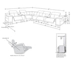 9762 Divanitalia 8-Piece L-Shaped Top Grain Italian Leather Sectional Sofa with 3 Power Recliners