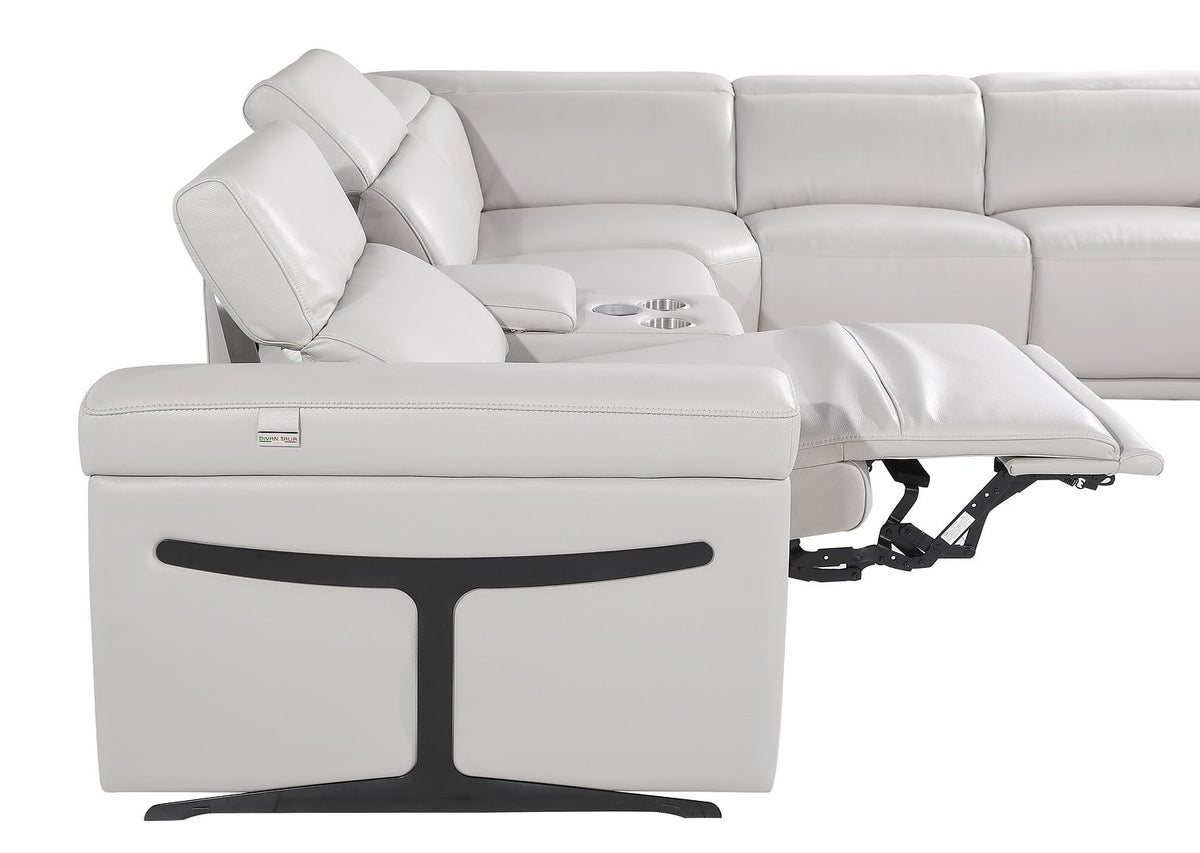 1126 Divanitalia 8-Piece U-Shaped Sectional Sofa in Top Grain Italian Leather with 4 Power Recliners & Power Headrests - Light Grey - SKU 1126-LT_GREY-8PC-4PWR-U-NC-SECT-GROUP - view 9