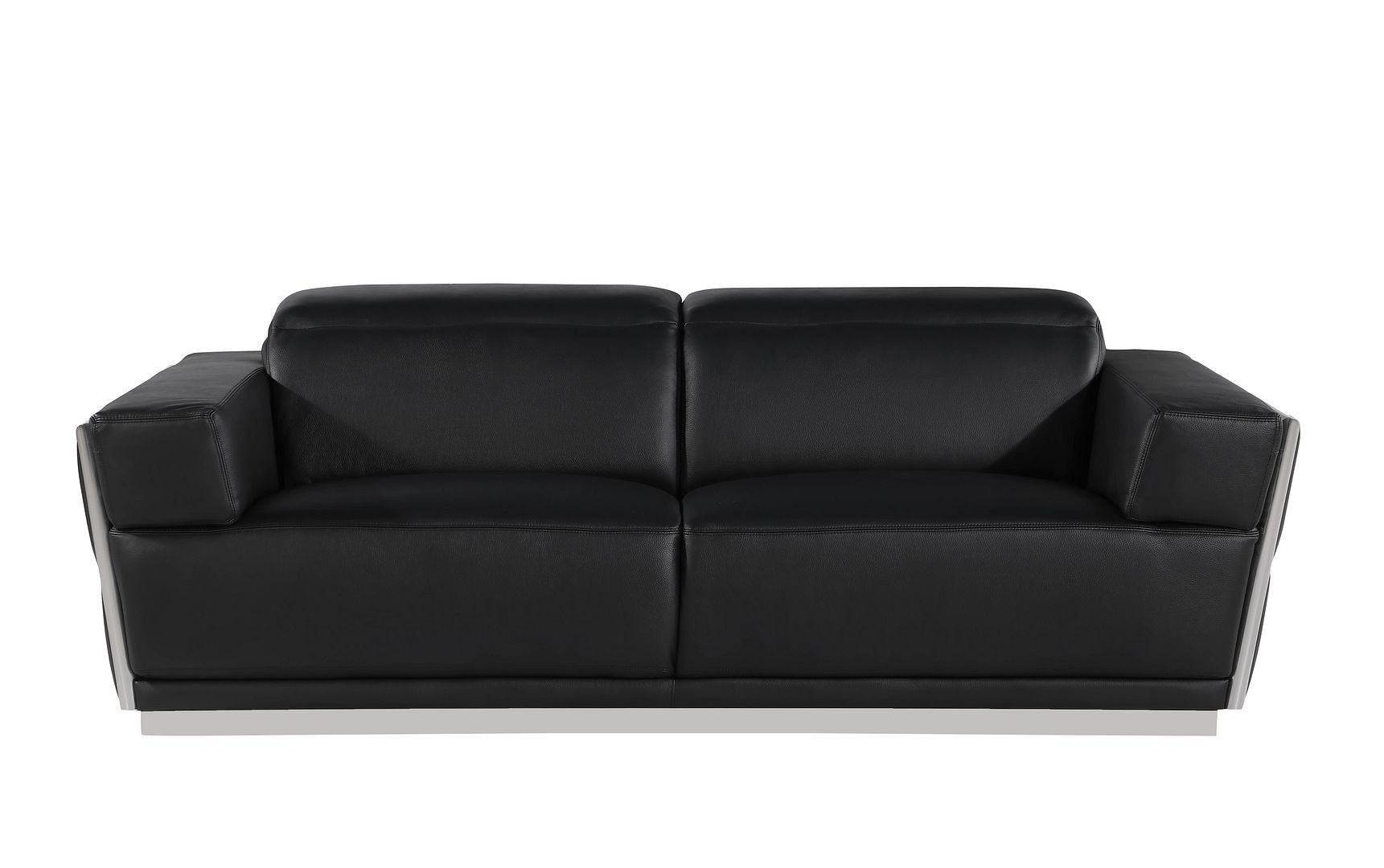1111 Divanitalia Sofa with Adjustable Headrest in Top-grain Italian Leather - Black - SKU 1111-BLACK-S