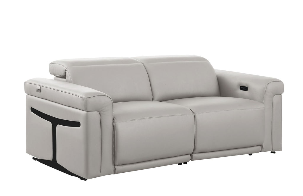 1126 Divanitalia 2-Piece Modular Power Reclining Loveseat in Top Grain Italian Leather with 2 Power Recliners & Power Headrests - Light Grey - SKU 1126-LT_GREY-2.2-HT - view 4