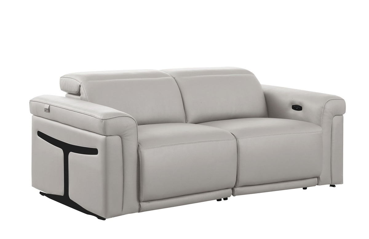 1126 Divanitalia 2-Piece Modular Power Reclining Loveseat in Top Grain Italian Leather with 2 Power Recliners & Power Headrests - Light Grey - SKU 1126-LT_GREY-2.2-HT - view 4