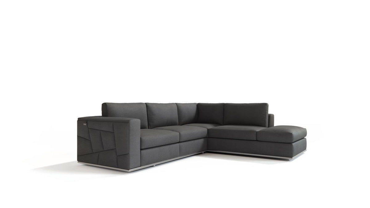 998 Divanitalia Cream Right Arm Facing Sectional Sofa in Top-grain Italian Leather - Dark Grey - SKU 998-Sectional-RAF-CHAISE-DARK GREY - view 2
