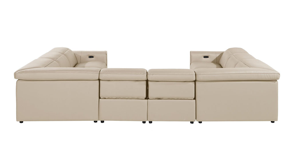 1224 Divanitalia 8-Piece U-Shaped Sectional Sofa in Top Grain Italian Leather with 4 Power Recliners & Power Headrests