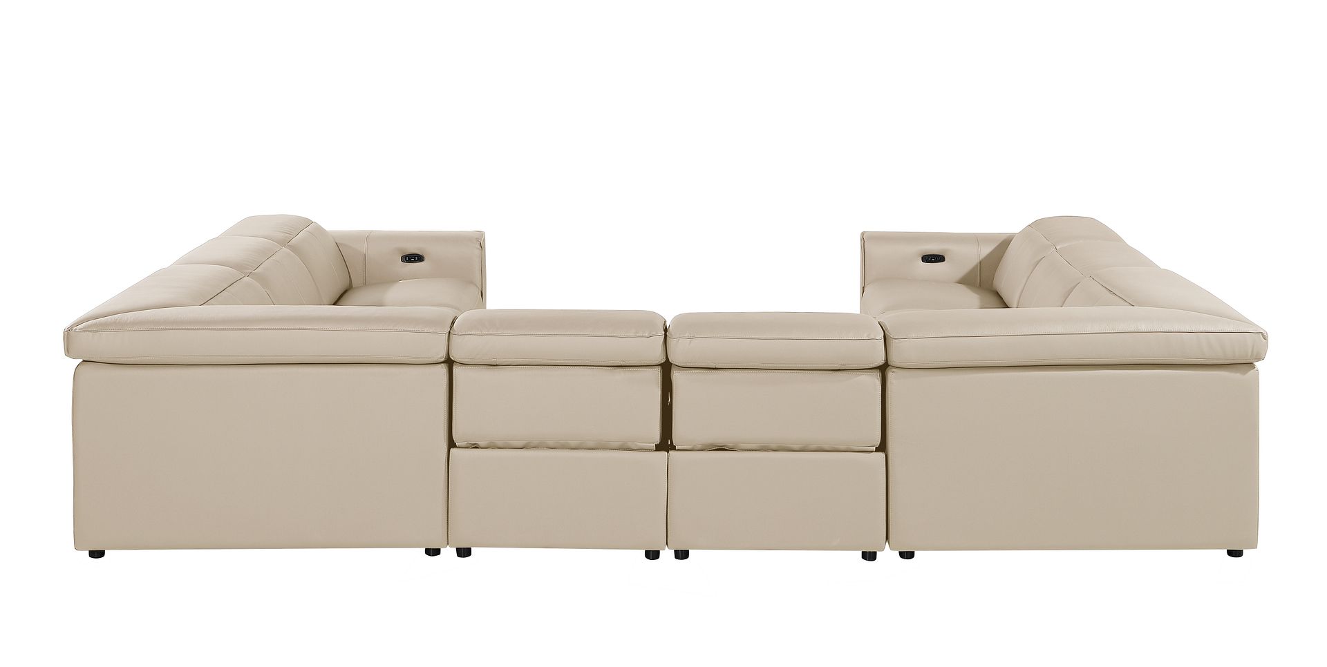 1224 Divanitalia 8-Piece U-Shaped Sectional Sofa in Top Grain Italian Leather with 4 Power Recliners & Power Headrests