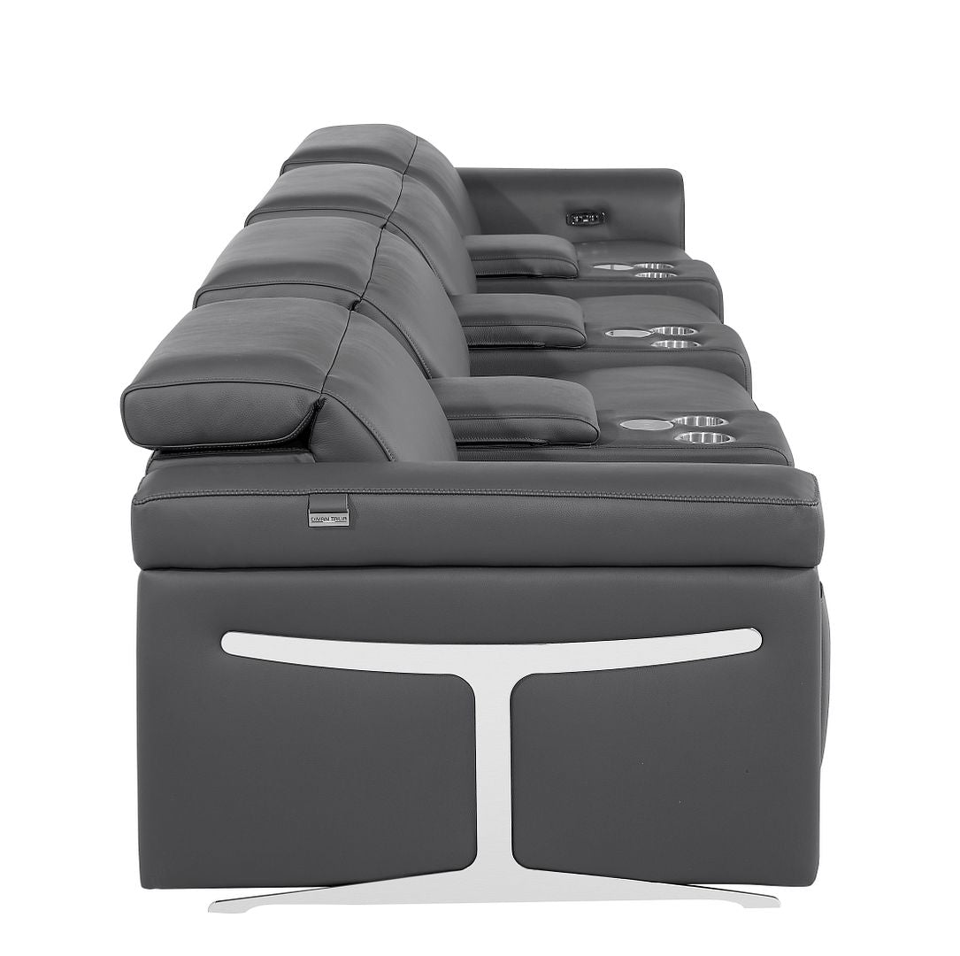 1126 Divanitalia 7-Piece Modular Power Reclining Sofa in Top Grain Italian Leather with 4 Power Recliners & Power Headrests - Dark Grey - SKU 1126-DK_GREY-7.4-HT - view 8