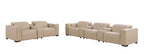 1208 Modular Leather Sofa & Loveseat with 6 Recliners and Power Headrests - Beige - SKU 1208-BEIGE-8.5-HT - view 4