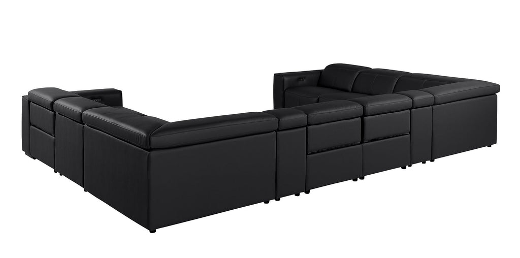 1224 Divanitalia 10-Piece U-Shaped Sectional Sofa in Top Grain Italian Leather with 4 Power Recliners & Power Headrests