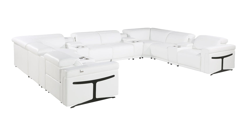 1126 Divanitalia 12-Piece U-Shaped Sectional Sofa in Top Grain Italian Leather with 4 Power Recliners & Power Headrests - White - SKU 1126-WHITE-12PC-4PWR-U-SECTIONAL-GROUP - view 4