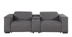 1208 Genuine Leather Dual Power Reclining Console Loveseat
