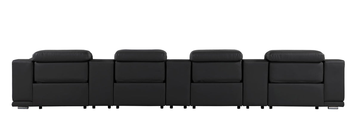 9762 Divanitalia 7-Piece Modular Top Grain Italian Leather Power Reclining Sofa with 4 Power Recliners - Black - SKU 9762-BLACK-S-7.4-HT - view 7