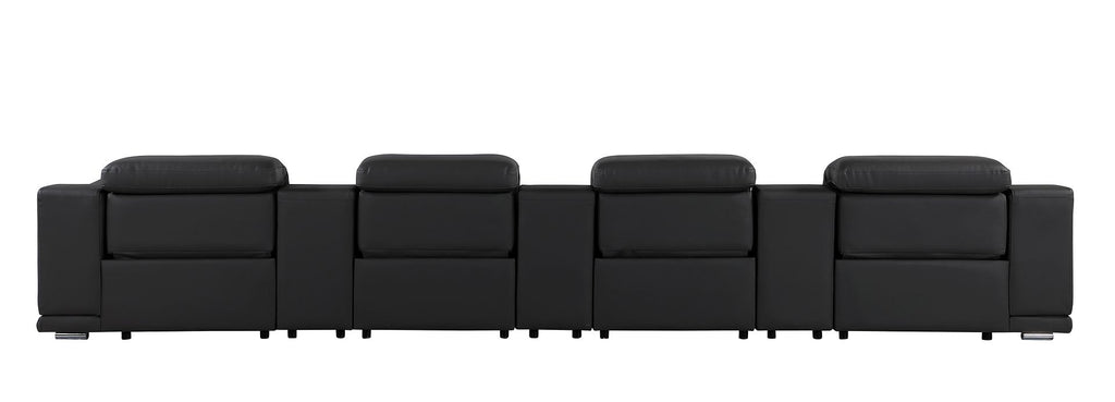 9762 Divanitalia 7-Piece Modular Top Grain Italian Leather Power Reclining Sofa with 4 Power Recliners
