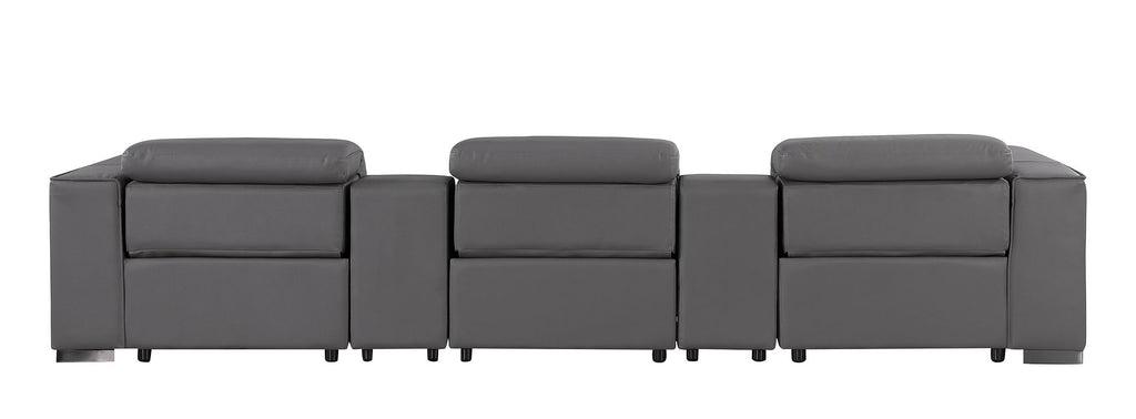 1208 Leather Sofa with 3 Power Recliners and Two Storage Consoles