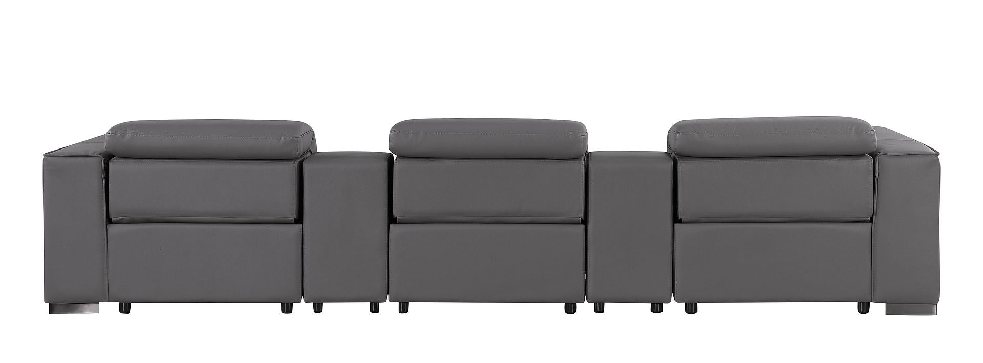 1208 Leather Sofa with 3 Power Recliners and Two Storage Consoles