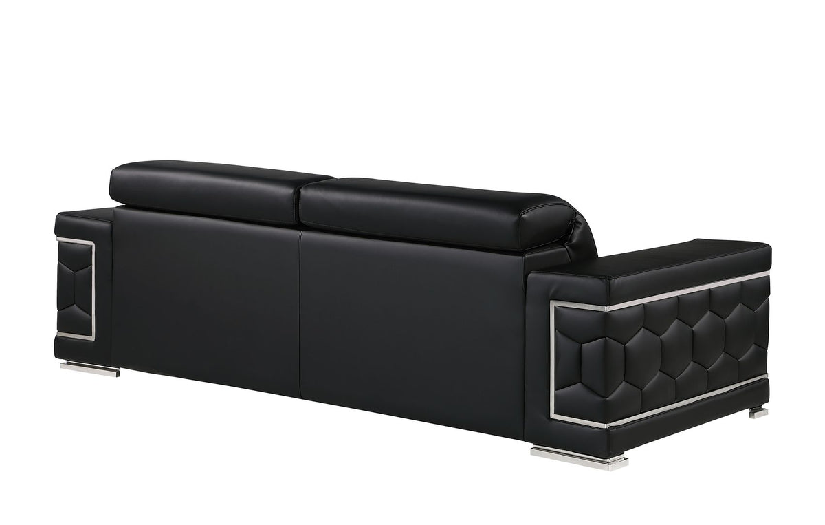 296 Modern Genuine Leather 2-Piece Sofa Set - Black - SKU 296-BLACK-2PC - view 5