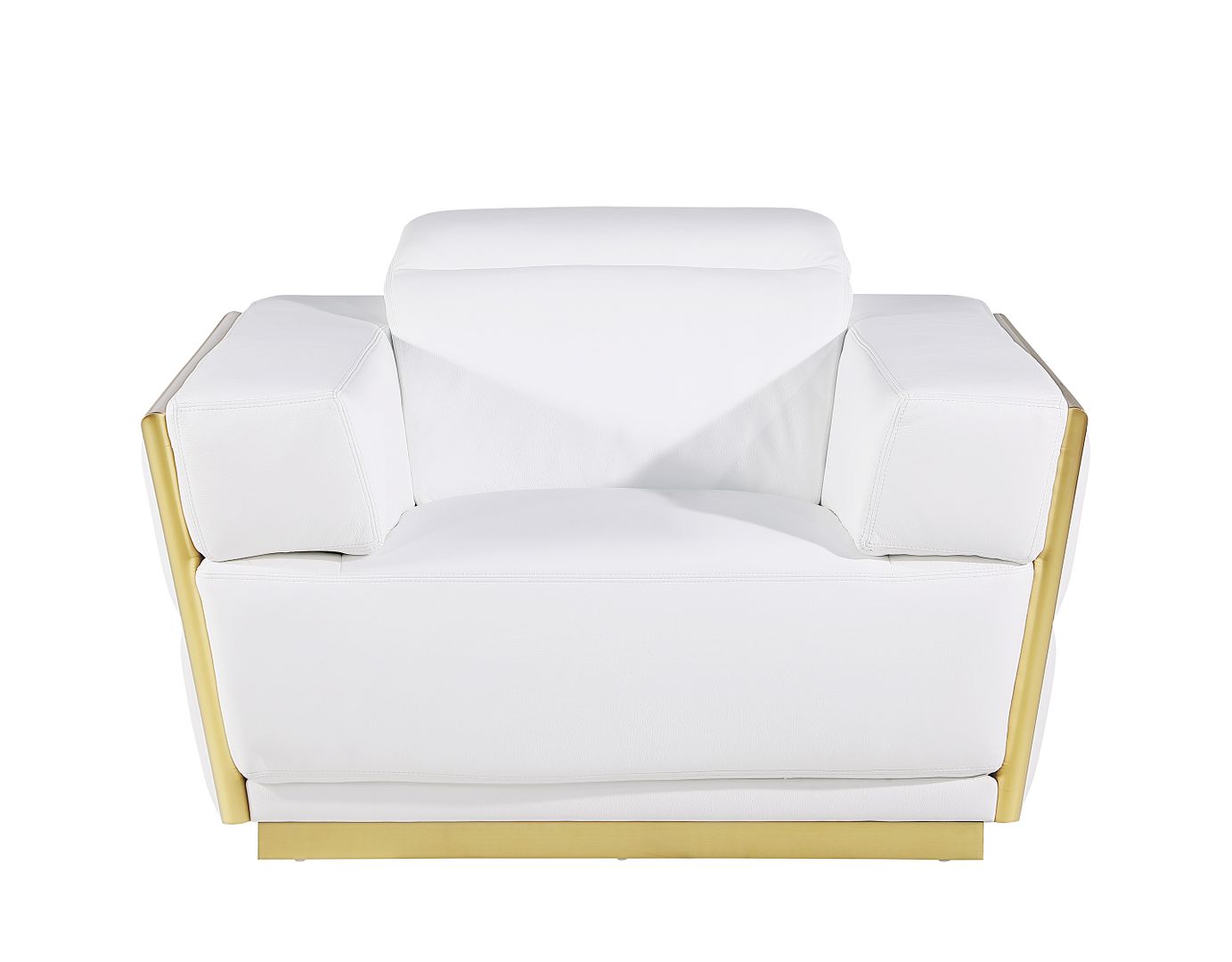 1111 Divanitalia Chair with Adjustable Headrest in Top-grain Italian Leather - White - SKU 1111-WHITE-CH