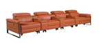1246 Divanitalia Modular Power Triple Reclining Triple Console Sofa with Power Reclining Headrests - Top Grain Italian Leather