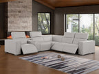 1208 6-Piece L-Shaped Leather Reclining Sectional Sofa with 3 Power Recliners