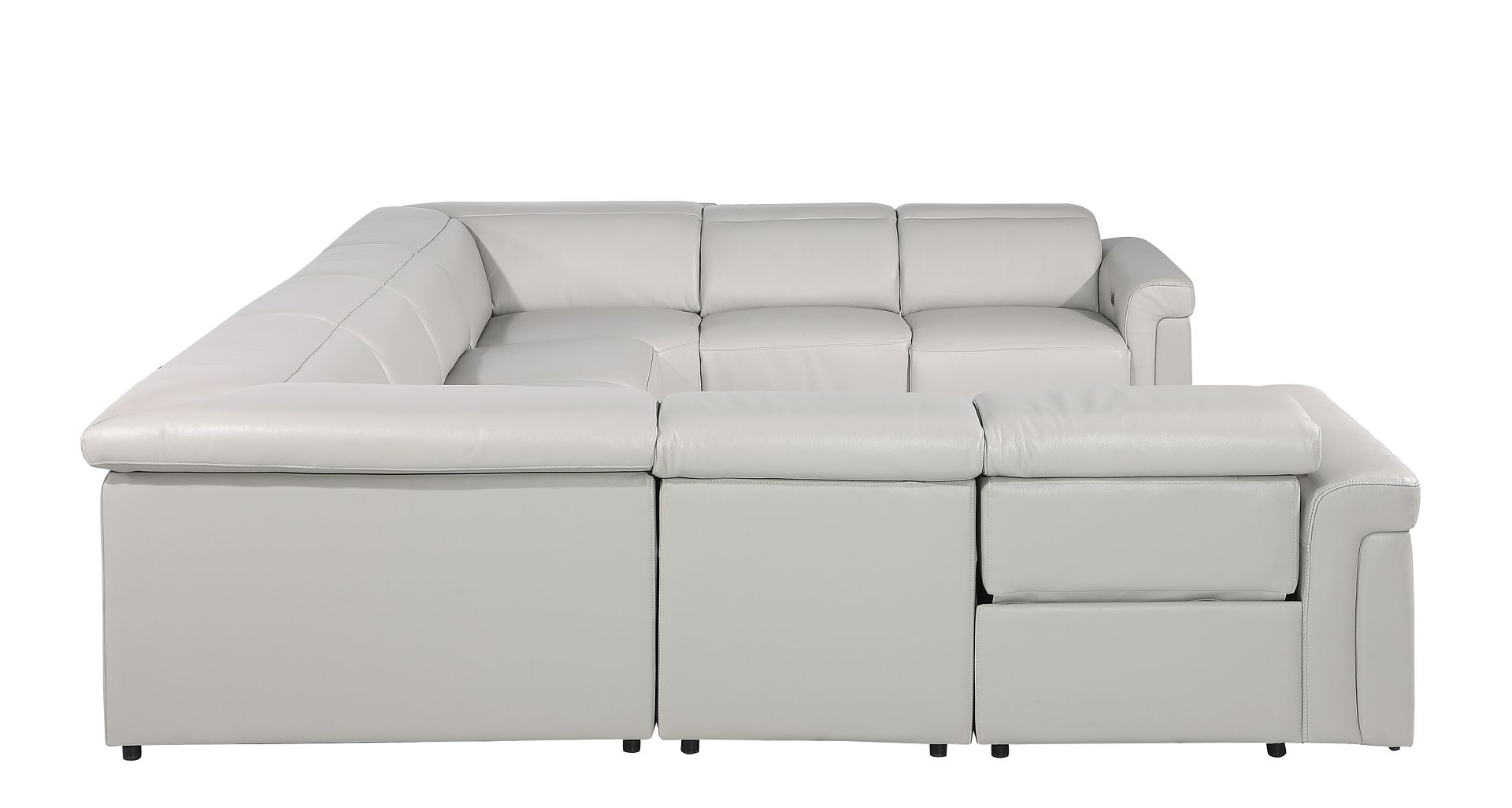 1126 Divanitalia 8-Piece U-Shaped Sectional Sofa in Top Grain Italian Leather with 4 Power Recliners & Power Headrests