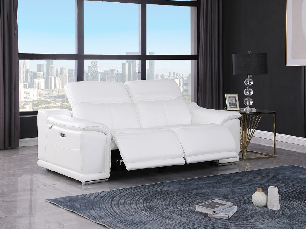 9762 Divanitalia 2-Piece Modular Power Reclining Console with 2 Power Recliners in Top Grain Italian Leather