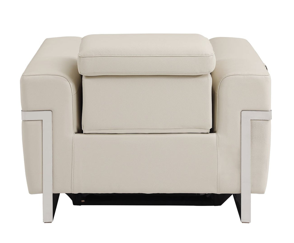 990 Divanitalia Power Reclining Arm Chair with Power Headrest in Top-grain Italian Leather - Beige - SKU 990-BEIGE-CH - view 4