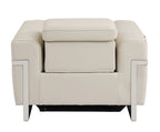 990 Divanitalia Power Reclining Arm Chair with Power Headrest in Top-grain Italian Leather - Beige - SKU 990-BEIGE-CH - view 4