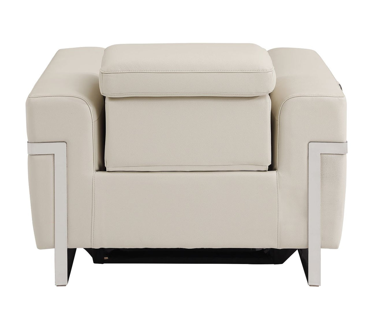 990 Divanitalia Power Reclining Arm Chair with Power Headrest in Top-grain Italian Leather - Beige - SKU 990-BEIGE-CH - view 4