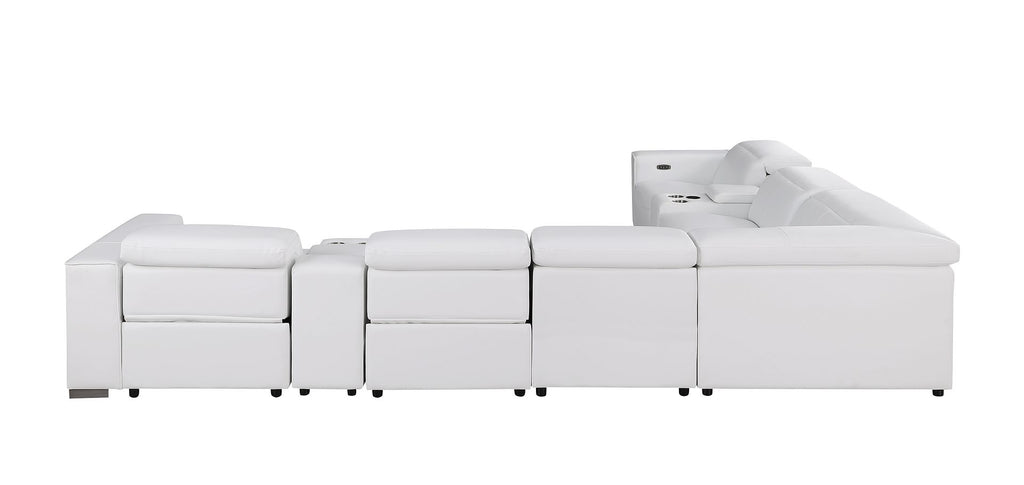 1208 8 Piece L-Shaped Leather Sectional Sofa with 4 Power Recliners & Power Headrests