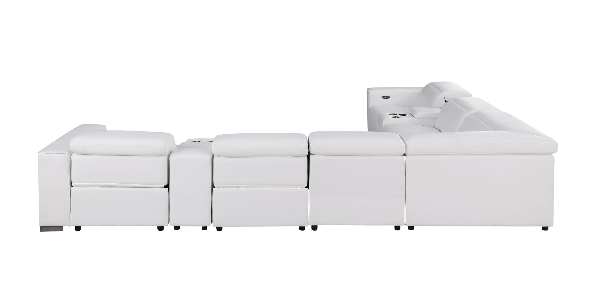 1208 8 Piece L-Shaped Leather Sectional Sofa with 4 Power Recliners & Power Headrests