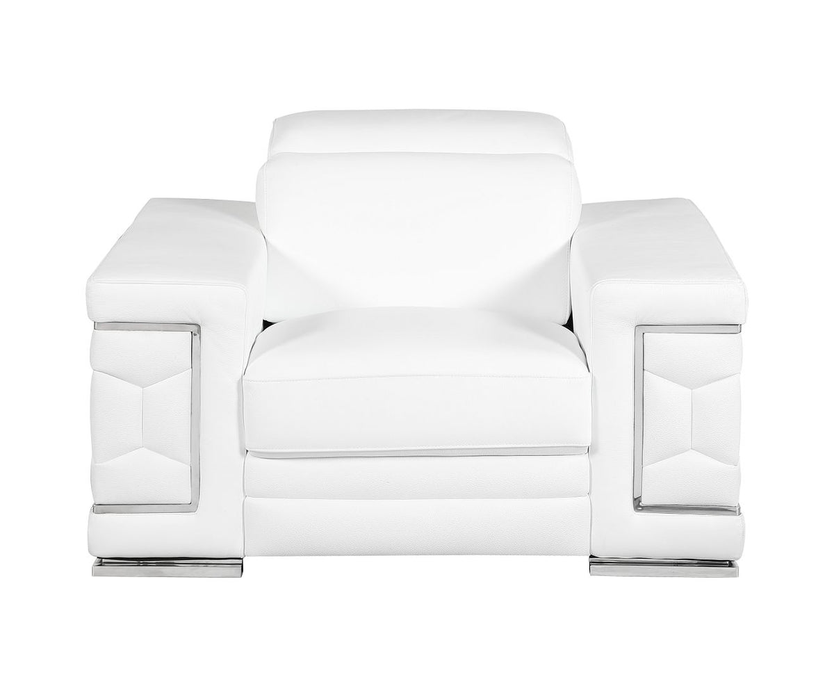 692 Divanitalia Chair with Adjustable Headrest in Top-grain Italian Leather - White - SKU 692-CH-WHITE