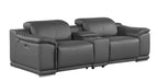 9762 Divanitalia 3-Piece Modular Power Reclining Console Loveseat with 2 Power Recliners in Top Grain Italian Leather