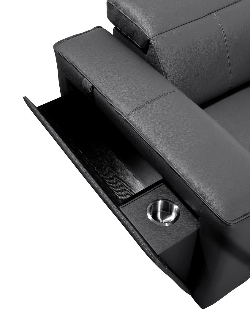 1224 Divanitalia 8-Piece L-Shaped Sectional Sofa in Top Grain Italian Leather with 4 Power Recliners & Power Headrests